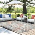 thumbnail image 1 of 4x6 Water Resistant, Indoor Outdoor Rugs for Patios, Front Door Entry, Entryway, Deck, Porch, Balcony | Outside Area Rug for Patio | Gray, Floral | Size: 3'10'' x 5'3'', 1 of 9