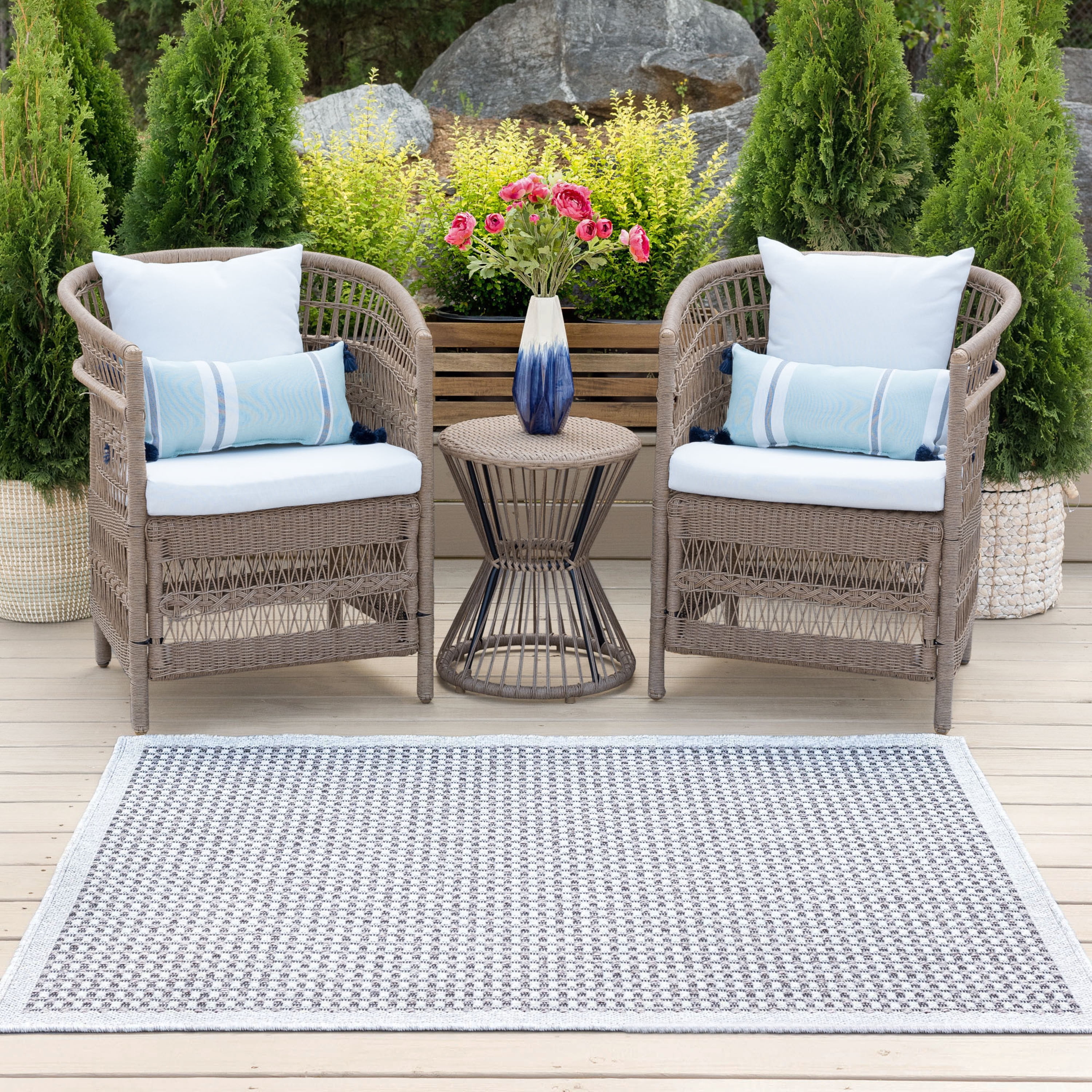 4x6 Water Resistant, Indoor Outdoor Rugs for Patios, Front Door Entry