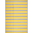 thumbnail image 1 of Luna Contemporary Stripe Yellow and Gray Polypropylene Reversible Plastic Straw Outdoor Area Rug, 4' x 5'11'' Rectangle, 1 of 9