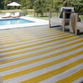 thumbnail image 1 of Luna Contemporary Stripe Yellow and White Polypropylene Reversible Plastic Straw Outdoor Area Rug, 4' x 5'11'' Rectangle, 1 of 9