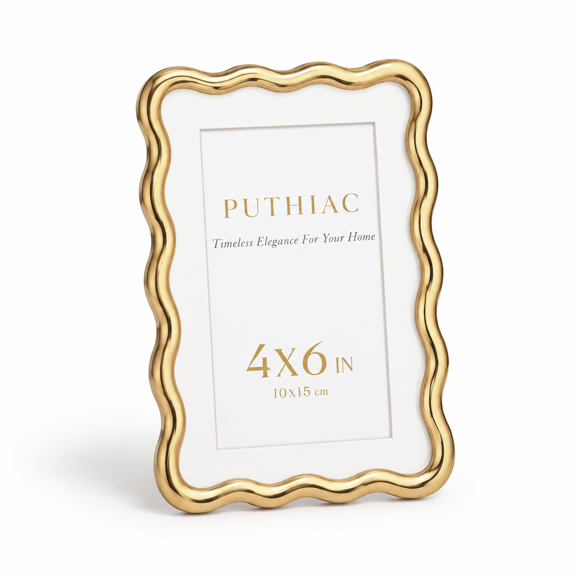 4x6 Wavy Picture Frame Zinc Alloy Tempered Glass