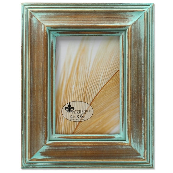 4x6 Weathered Wood With Verdigris Wash Picture Frame