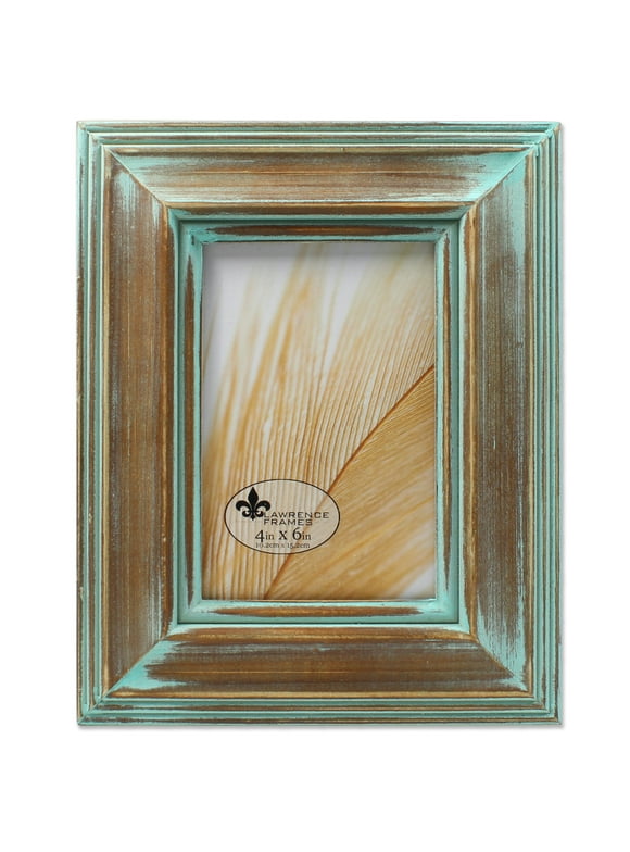 4x6 Weathered Wood With Verdigris Wash Picture Frame