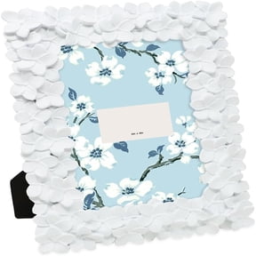 4x6 White Flower Textured Hand-Crafted Resin Picture Frame w/Easel & Hook for Tabletop & Wall Display, Decorative Floral Design Home Dcor,(4x6, White)