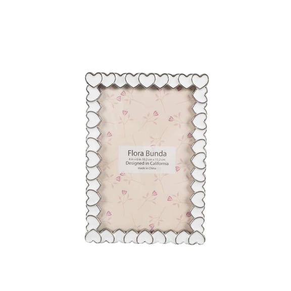 4x6 White Heart Zinc Alloy Frame