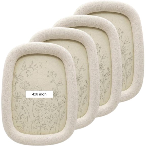 4x6 White Picture Frames, Stone Look Resin Natural Textured Decorative Photo Frames for Home and Office Dcor ( set of 4 )