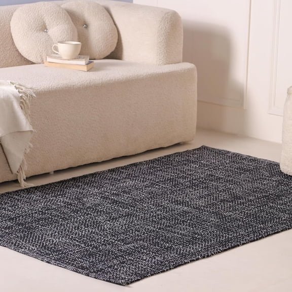 4x6 ft Cotton Herringbone Area Rug - Abstract Accent Cotton Rug - Reversible Boho Lightweight