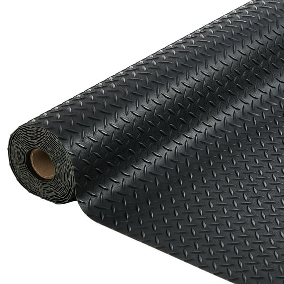 4x6 ft Garage Floor Mat - 2.8mm Thick Diamond Plate PVC Rubber Mat, Non-Slip Floor Protector for Garage, Gym, Trailer, SUV, Workshop, Heavy Duty