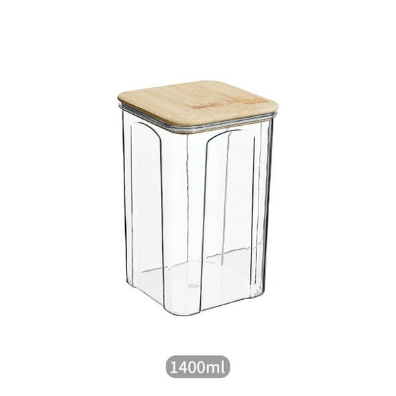 4x6 in Bamboo Lid Sealed Grain Container, Transparent Plastic Storage Tank for Rice, Cereal, Pasta, Plastic 1 Pc, by Ihhxbs