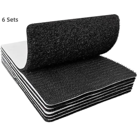 4x6 inch Hook and Loop Strips with Adhesive, Nylon Heavy Duty Hook and Loop Tape, Excellent Grip, Interlocking Tape, for Sewing, Crafting,DIY, Wall Adhesive Strips - 6 Sets