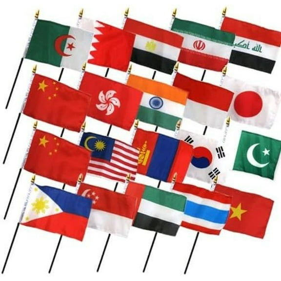 (4x6 inch) Set of 20 Asian Stick Flags