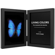 WARM&LOVE Black 4x6 Inch Hinged Foldable Wooden Picture Frame, Family Photo Collage for Entrance, Hallway, Tabletop & Desk Home Decor