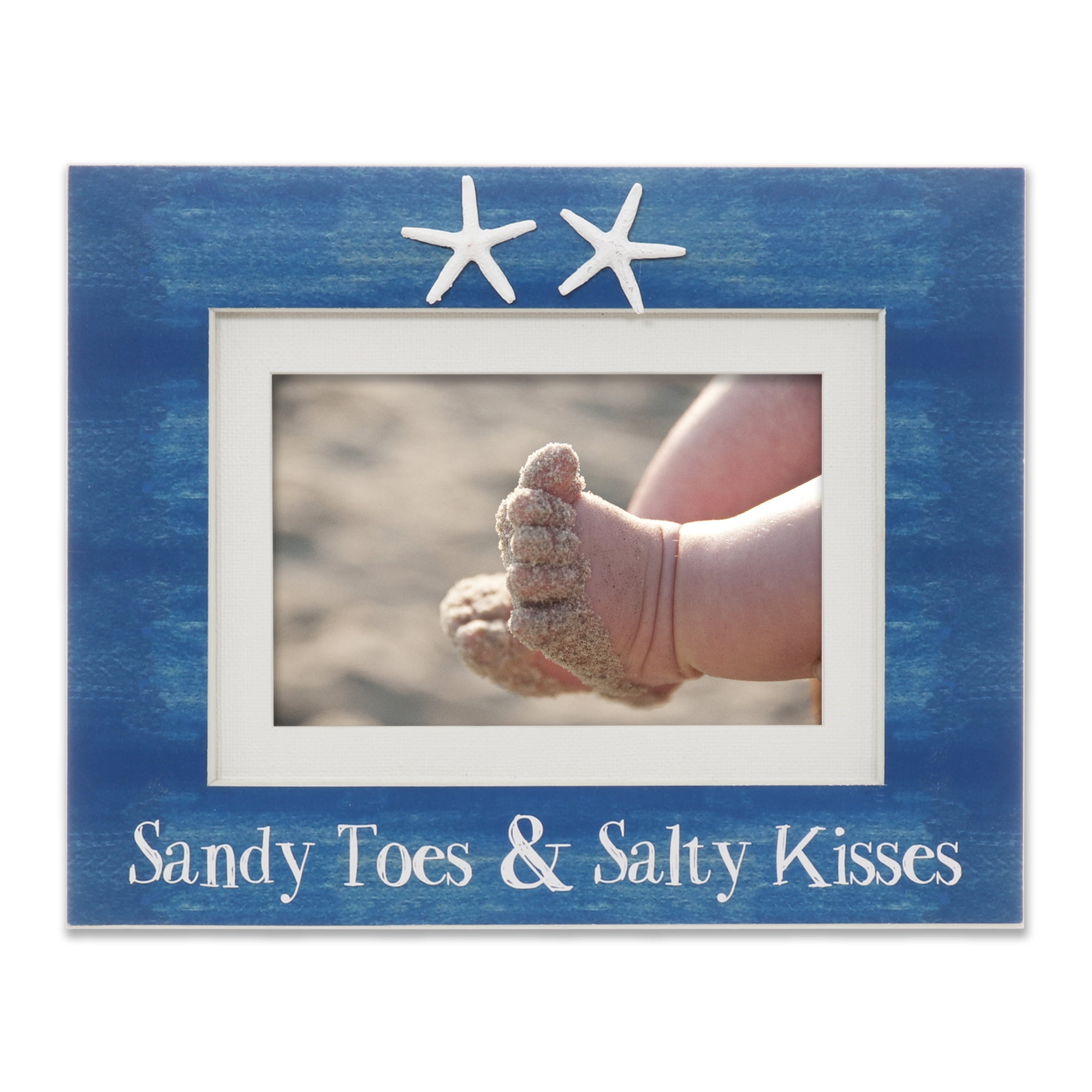 4x6 or 5x7 Sandy Toes and Salty Kisses Beach Picture Frame - Shell Design