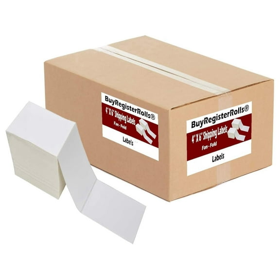 4x6 shipping label (6 Stacks - 6000 Labels) Perforated Postage Thermal Shipping Labels, (Pack of 1000 labels x 6 Stacks) Fan-Fold Labels - Grade Permanent Adhesive Labels