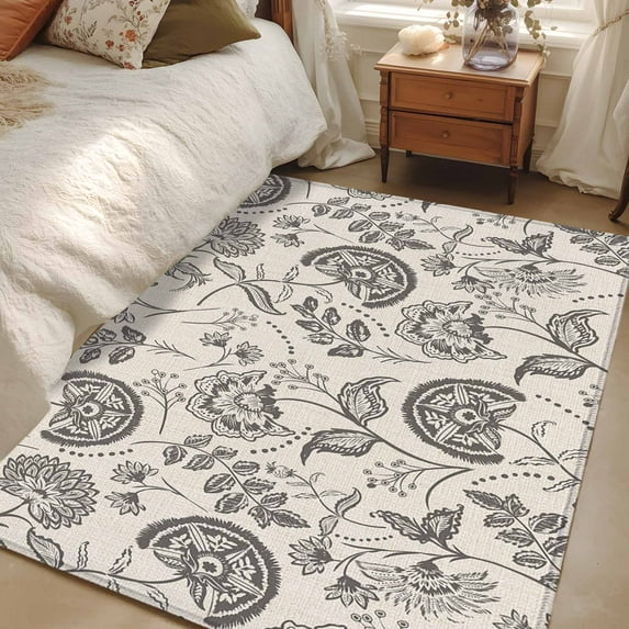 4x6Ft Area Rugs Grey Paisley Non-Skid Rubber Backing Large Rectangle ...