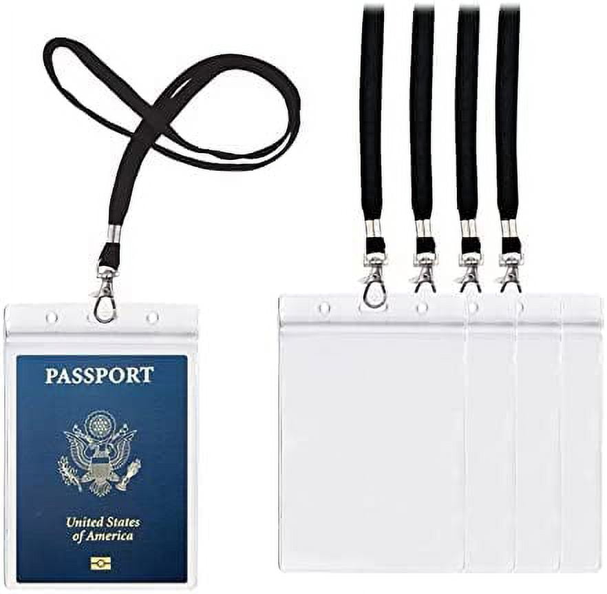 4x6Inch Extra Large Passport Holders ID Badge PVC Card Holder with Lanyards Fill for Passports