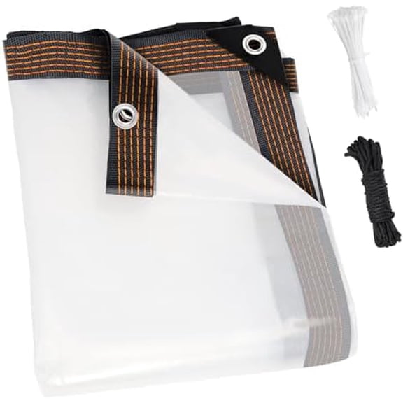 4x6ft Heavy Duty Clear Waterproof Tarps Outdoor Garden Rainproof Covering,Clear Vinyl Tarp with Grommets,Transparent Waterproof Tarpaulin for Covering Henhouse Porch Canopy Plant Camping