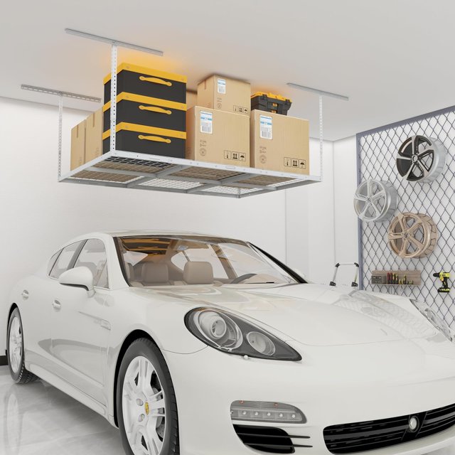 4x6ft Overhead Garage Storage Rack, Heavy duty metal garage ceiling