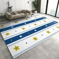 thumbnail image 1 of 4x6ft Rugs For Office,Simple White Gold Stars Living Room Carpet,Blue And White Stripes Breathable Soft Non-Slip For Living Room Kids Room, 1 of 7