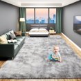 thumbnail image 1 of Kentaly Shaggy Area Rugs Carpet for Bedroom Living Room 4x6ft, Soft Fluffy Rug Plush for Indoor Home Dining Room, Anti-Skid Throw Rugs for Kids Room Decor（Water gray）, 1 of 8