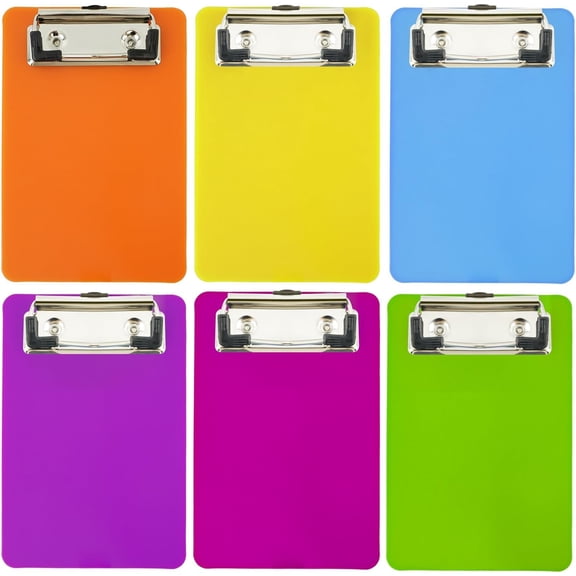 4x6in Mini Clipboards, 6 Pack Plastic Small Clipboards, Translucent A6 Size Mini Clipboard with Retaining Clips, Notepads Pocket Clipboard, Colorful Clip Boards for Classroom Restaurants Office Gifts