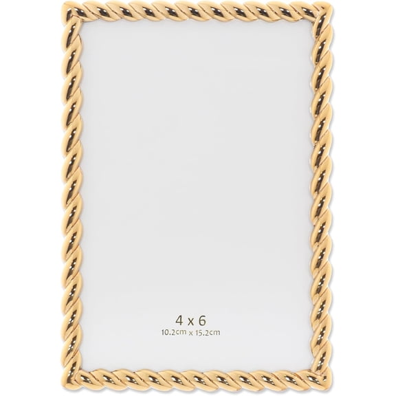 4x6in Modern Minimalist Picture Frame,Gold Rope Design Frame, Clear Glass Front, Unique Tabletop or Wall Display, Horizontally & Vertically,Perfect Gift Choice