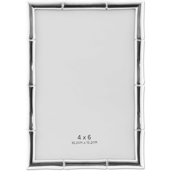 4x6in Modern Minimalist Picture Frame,Silver Bamboo Design Frame, Clear Glass Front, Unique Tabletop or Wall Display, Horizontally & Vertically,Perfect Gift Choice