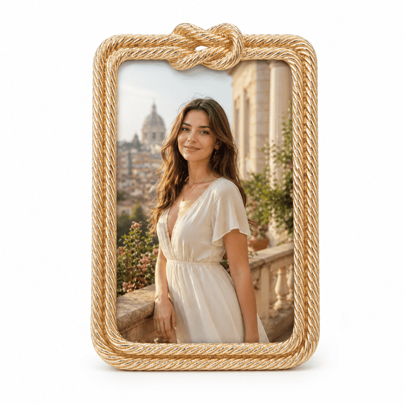 4x6in Vintage Knot Picture Frame Antique Metal Photo Frame Retro Home Decor, Clear Glass Front, Unique Gifts for Women Wedding Mothers Day, Horizontally & Vertically(gold)