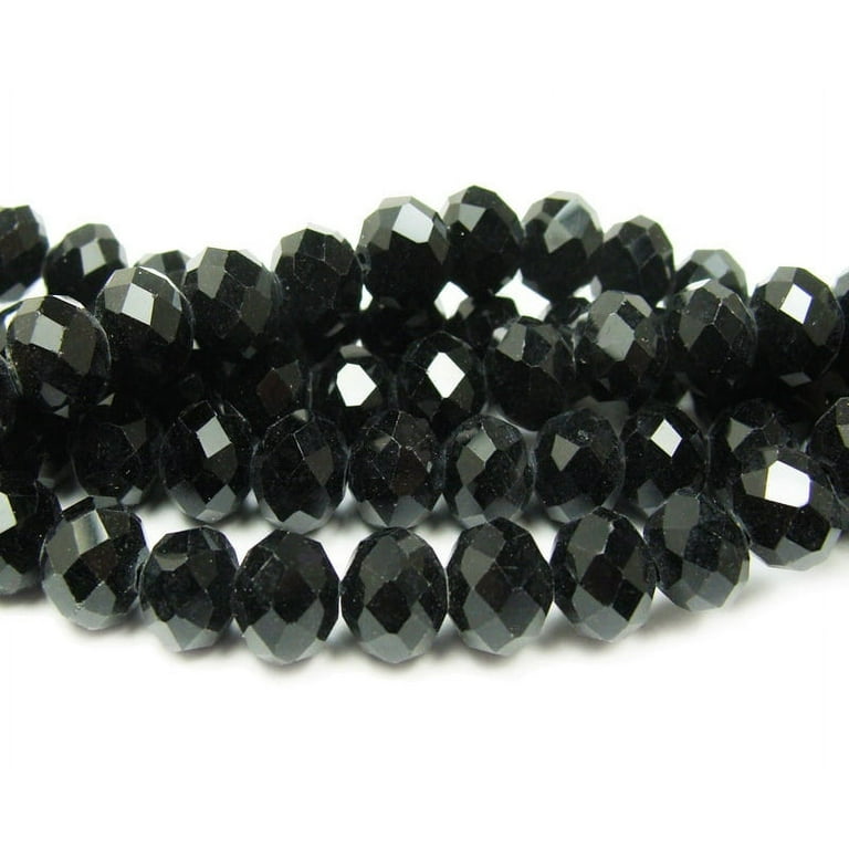 4x6mm 100 Beads Black Glass Faceted Rondelle Beads Genuine Gemstone Natural Jewelry Making, Women's, Size: One Size