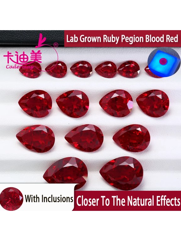 4x6mm 20pcs Pear Cut Cut Lab Grown Pigeon Blood Red Ruby Loose Stones With Inclusion Inlaid Customized Smart Jewelry