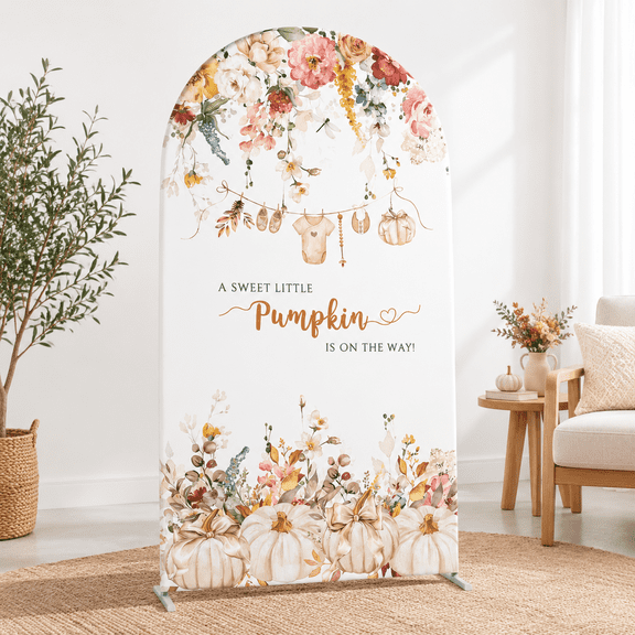 4x7.2ft Spandex Stretchy Fall Pumpkin Gender Neutral Photo Booth Arch Cover