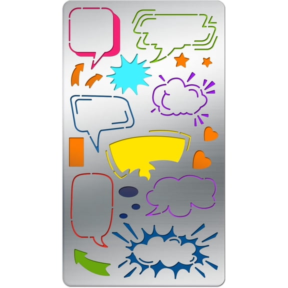 4x7" Comic Theme Stencil Templates Dialog Box Pattern Stencil Comics Stencils for Scrapbooking and Journaling Steel