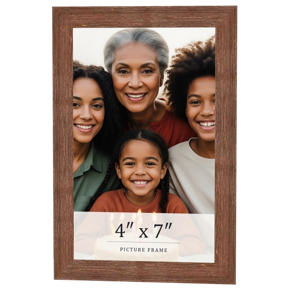 4x7 Frame Brown Farmhouse Solid Wood Picture Frame Width 1.5 Inches | Interior Frame Depth 0.5