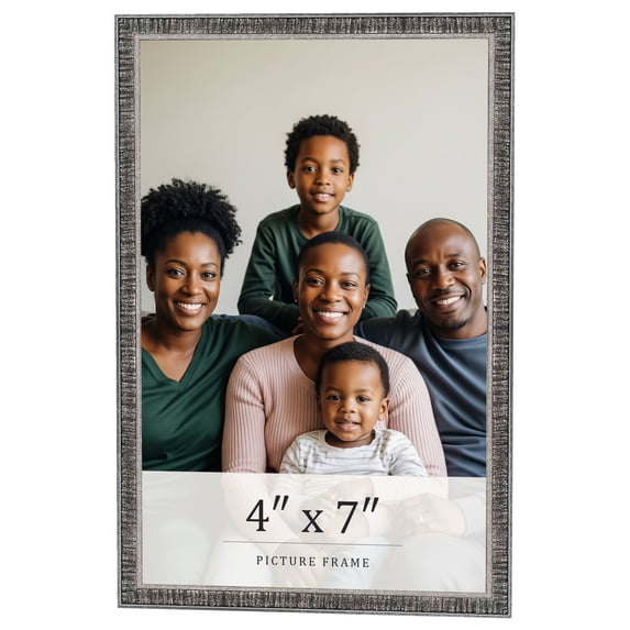 4x7 Frame Silver Grey Distressed Solid Wood Picture Frame | 0.75 Inch Moulding Width | Interior