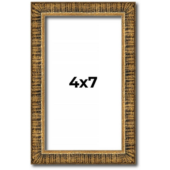 4x7 IN Frame Gold Kingsley Distressed Solid Wood Picture Frame Width 0.75 Inches | Interior Frame