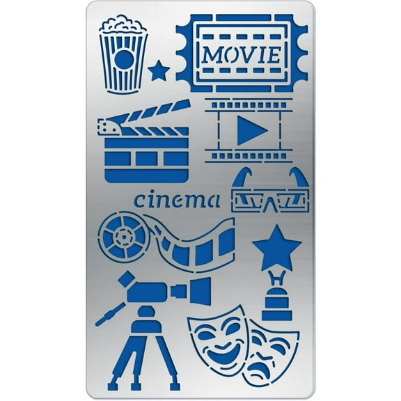 4x7" Movie Cinema Stencils Popcorn/3D Glasses Template Stencils for Scrapbooking and Journaling