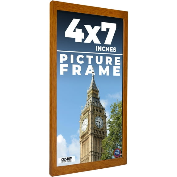 4x7 Slim Profile Brown Picture Frame - UV Acrylic, Foam Board Backing, Hanging Hardware