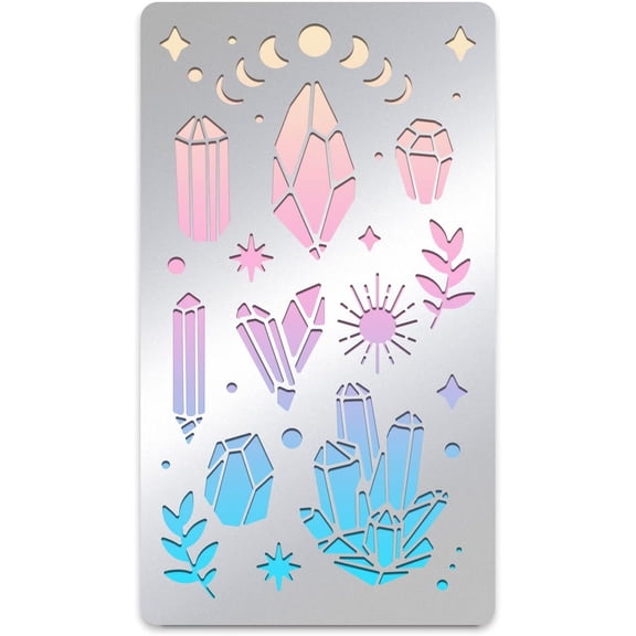 4x7 inch Elements Stainless Steel Stencils Reusable Quartz Cluster Pattern Drawing Template for DIY Engraving Scrapbooking for DIY