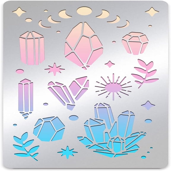4x7 inch Elements Stainless Steel Stencils Reusable Quartz Cluster Pattern Drawing Template for DIY Engraving ScrapbookingDIY
