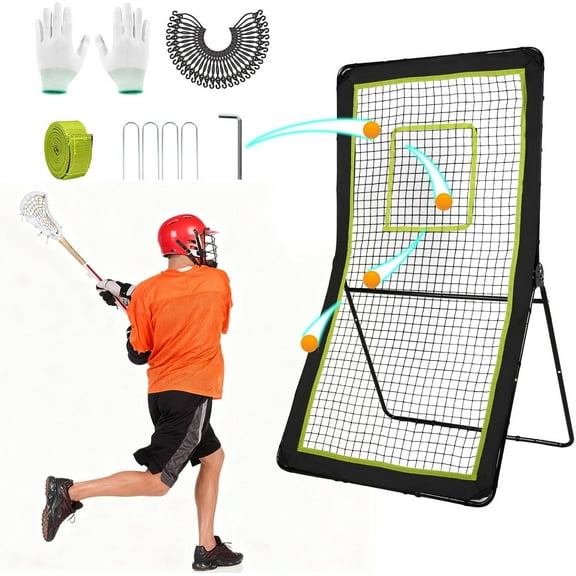 4x7ft Lacrosse Rebounder for Backyard, High-Rebound Volleyball Rebounder Net & Sturdy Steel Frame, 5 Adjustable Angles and Easy to Assemble for Baseball, Soccer and Volleyball Practice