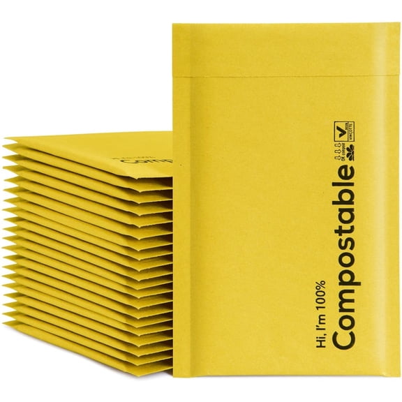 4x8 100% Biodegradable Bubble Mailers,25 Count #000 Compostable Padded Packaging Wrap Envelopes Pouches Eco Friendly Self Seal Bags
