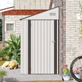 thumbnail image 1 of 4x8 FT Outdoor Storage Shed Side, Metal Garden Shed with Lockable Hinged Door, Lean to Shed with 6 Air Vents, Outside Tool Shed with Sloped Roof, Waterproof Storage Building for Backyard, Patio, 1 of 7