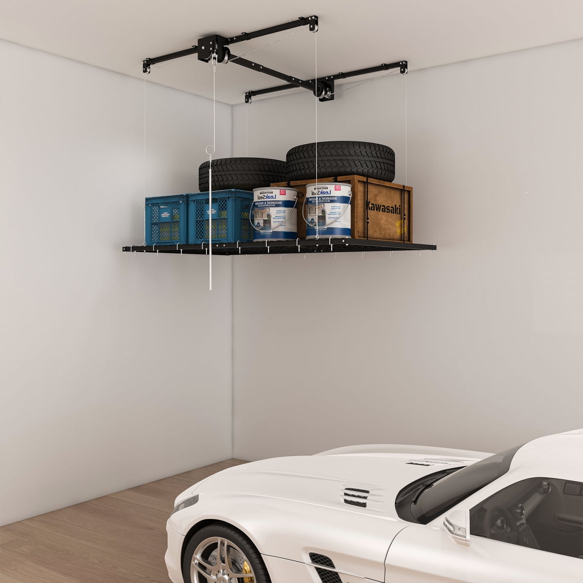 4x8 FT Overhead Garage Storage Rack - 325LBS Capacity All-Steel ...