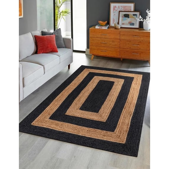 4x8 Feet Black & Beige Kitchen Woven Jute Floor Rug - Walmart.com