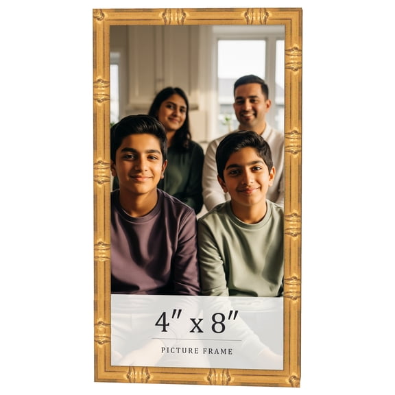 4x8 Frame Gold Bamboo Solid Wood Picture Frame | 1 Inch Moulding Width | Interior Frame Depth 0.75