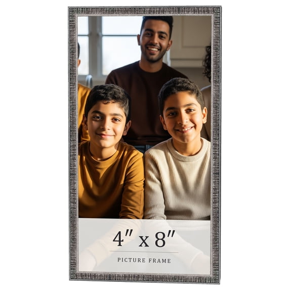 4x8 Frame Silver Grey Distressed Solid Wood Picture Frame | 0.75 Inch Moulding Width | Interior