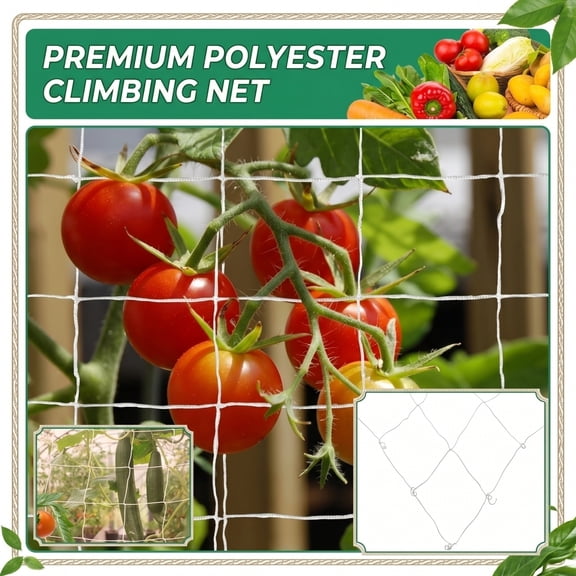 4x8 Ft Polyester Trellis Netting for Climbing Plants – Heavy Duty Garden Support for Vegetables,Fruits & Flowers,Large Square Mesh Design