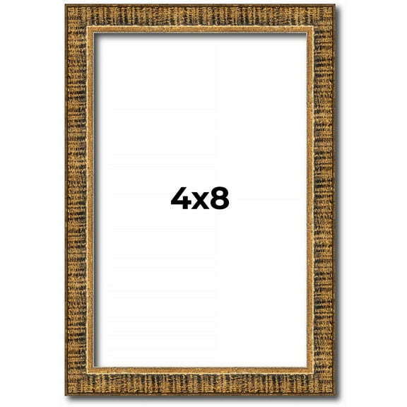 4x8 IN Frame Gold Kingsley Distressed Solid Wood Picture Frame Width 0.75 Inches | Interior Frame