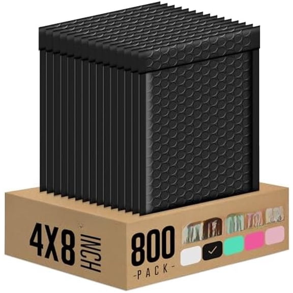 4x8 Inch 800Pack Bubble Mailer, Black Bubble Mailers, Waterproof Padded Envelopes, Self Seal Adhesion Bubble Envelopes, Cushioning Padded Mailers for Jewelry, Bubble Mailers Usable Size 4x7