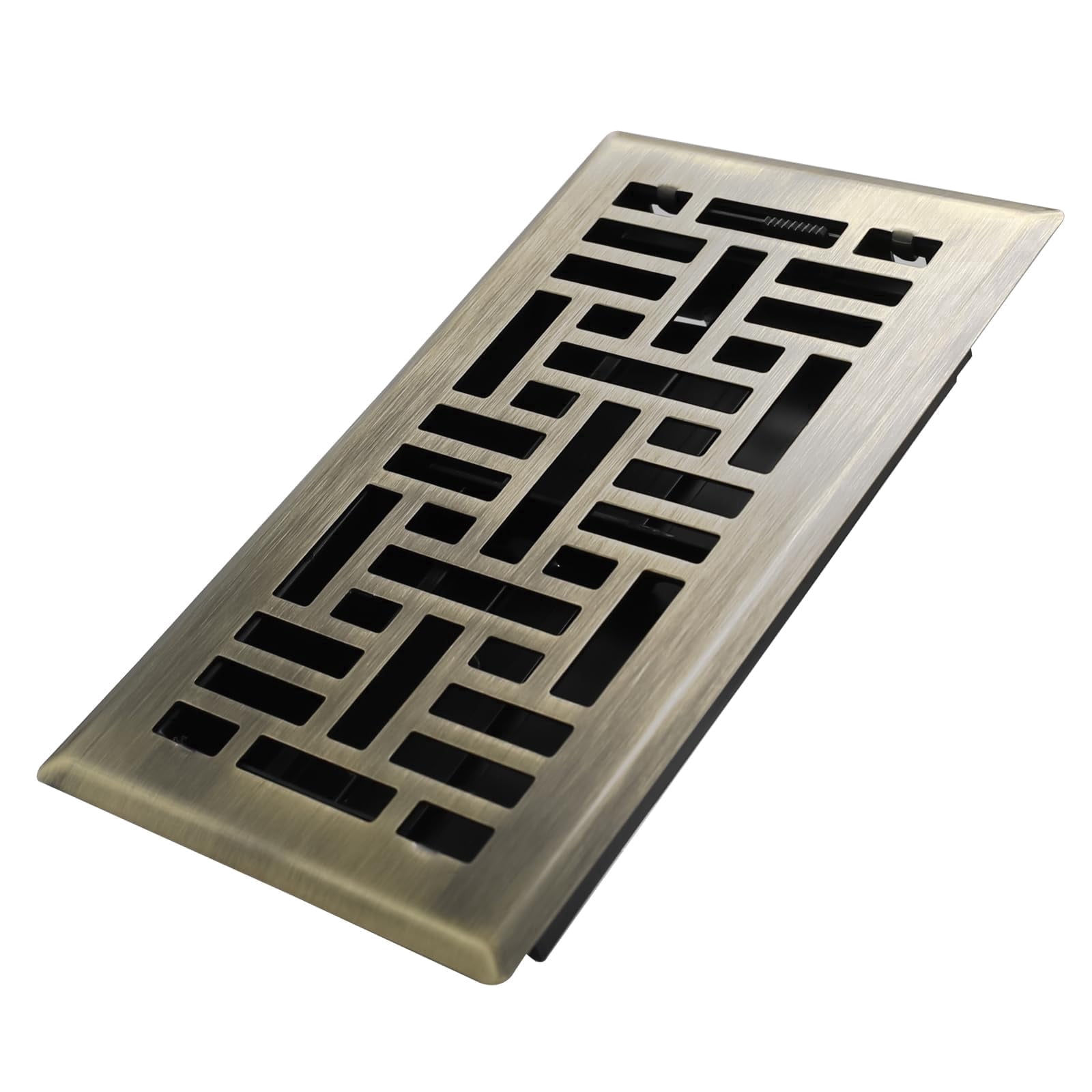 4x8 Inches Heavy Duty Walkable Floor Register Easy Adjust Air Supply Lever Floor Vents - Seattle Design - Vent Cover for Home Floor - Antique Brass
